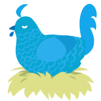 A cerulean and sky chicken with a lace pattern