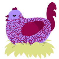 A lilac and maroon chicken with a double-lace pattern