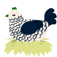 Sailor, a cream and tumblr chicken with a lace pattern
