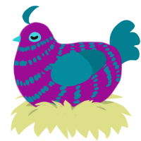 A plum and sea chicken with a bar pattern