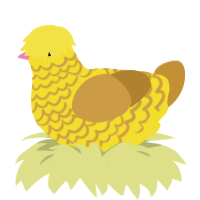 Strawberry Banana, a yellow and gold chicken with a lace pattern