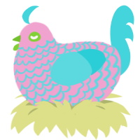 (unnamed), a pink and aqua chicken with a lace pattern