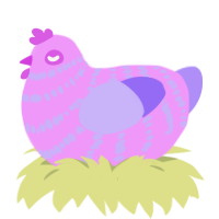 SweetStuff, a lavender and lilac chicken with a bar pattern