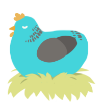 A aqua and grey chicken with a neck-band pattern