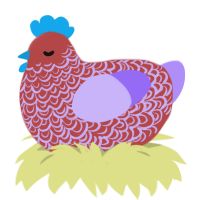 Cherry Cola, a red and lilac chicken with a double-lace pattern