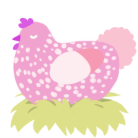 The Pink Two, a pink and rose chicken with a speckle pattern
