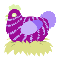 Carpet Wine Stain, a plum and lilac chicken with a bar pattern