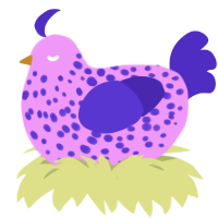 Bouquet, a lavender and indigo chicken with a speckle pattern