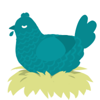 A teal chicken with a lace pattern
