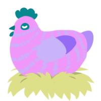 Dubble Bubble, a lavender and lilac chicken with a bar pattern