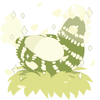 A chartreuse and mist chicken with a bar pattern