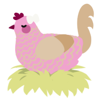 A pink and beige chicken with a lace pattern