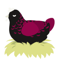 A sable and maroon chicken with a half-lace pattern