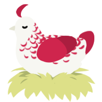 Scream, a white and crimson chicken with a half-lace pattern