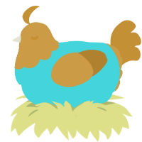 Kaarums, a aqua and gold chicken with a head pattern