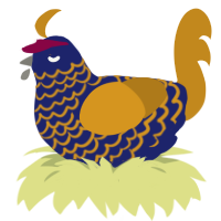 (unnamed), a navy and ochre chicken with a lace pattern