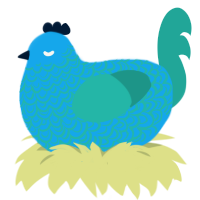 (unnamed), a sky and turquoise chicken with a double-lace pattern