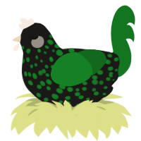 Seeds, a sable and leaf chicken with a speckle pattern