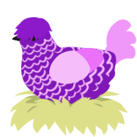 A violet and lavender chicken with a lace pattern