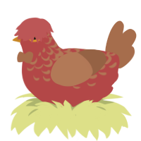 double jeopardy, a red and brown chicken with a half-lace pattern