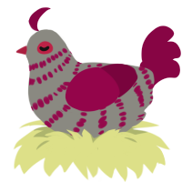Potential, a ash and maroon chicken with a bar pattern