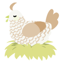 Melon Milk, a white and beige chicken with a lace pattern