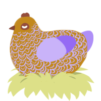 lineage curse g5, a ochre and lilac chicken with a double-lace pattern