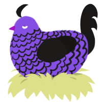 Lavandula, a blurple and sable chicken with a lace pattern