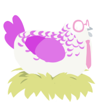 Rizzo, a white and orchid chicken with a half-lace pattern