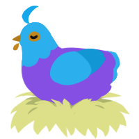 Rock Candy, a blurple and sky chicken with a head pattern