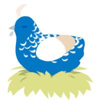 Ortus, a sapphire and cream chicken with a half-lace pattern