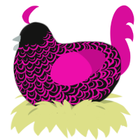 A black and fuchsia chicken with a double-lace pattern