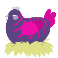 (unnamed), a overcast and fuchsia chicken with a half-bar pattern