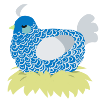 A sapphire and mist chicken with a double-lace pattern