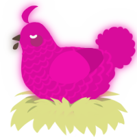 Tuna, a fuchsia chicken with a lace pattern