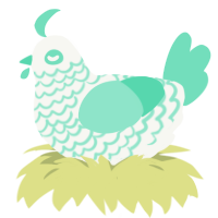 A white and mint chicken with a lace pattern