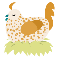 Dance Party, a cream and orange chicken with a speckle pattern