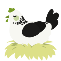 (unnamed), a white and sable chicken with a neck-speckle pattern