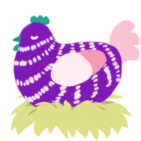 (unnamed), a violet and rose chicken with a bar pattern