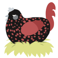 (unnamed), a sable and red chicken with a speckle pattern