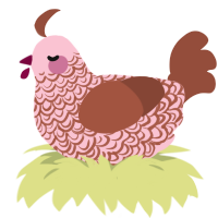 ham, a rose and russet chicken with a double-lace pattern