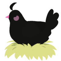Poorly foot, a black chicken with a double-lace pattern