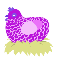 A amethyst and lavender chicken with a lace pattern