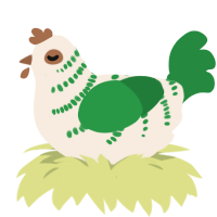 spirulina, a cream and viridian chicken with a half-bar pattern