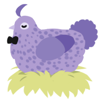 Taro Boba, a blurple and indigo chicken with a speckle pattern