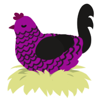 Geoffrey, a plum and sable chicken with a lace pattern