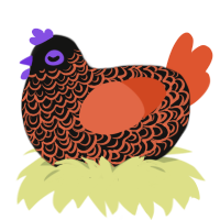(unnamed), a black and vermilion chicken with a double-lace pattern