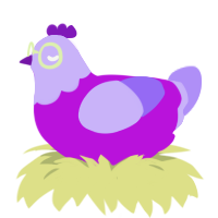 A amethyst and lilac chicken with a head pattern