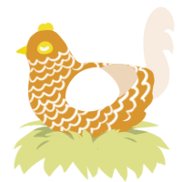 A orange and cream chicken with a lace pattern