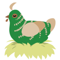 Veggies and Hummus, a viridian and beige chicken with a half-bar pattern